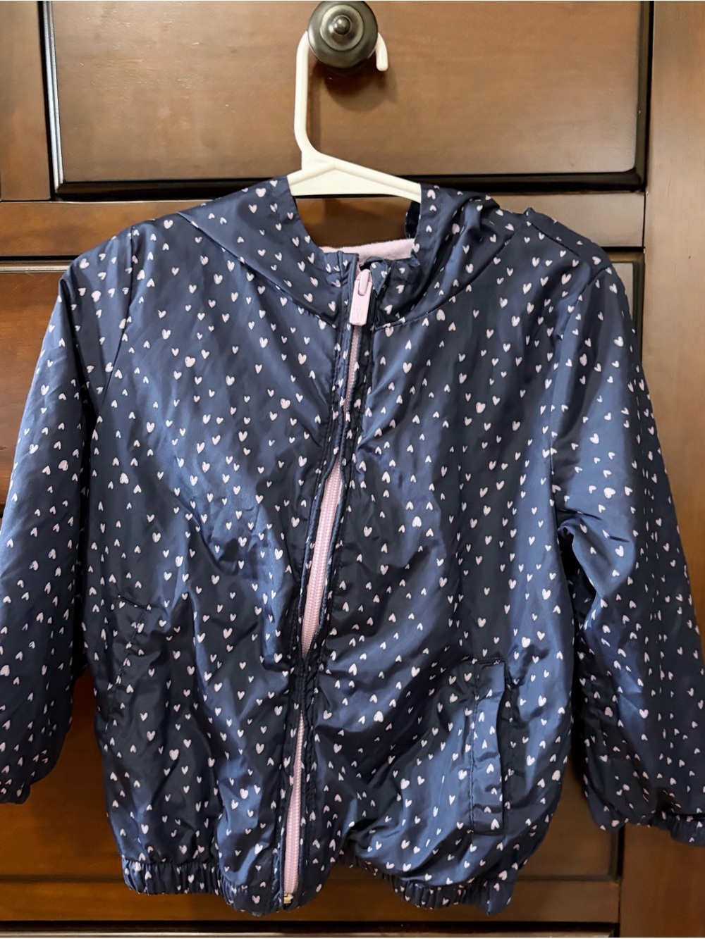 Girls' Heart Print Lined Windbreaker